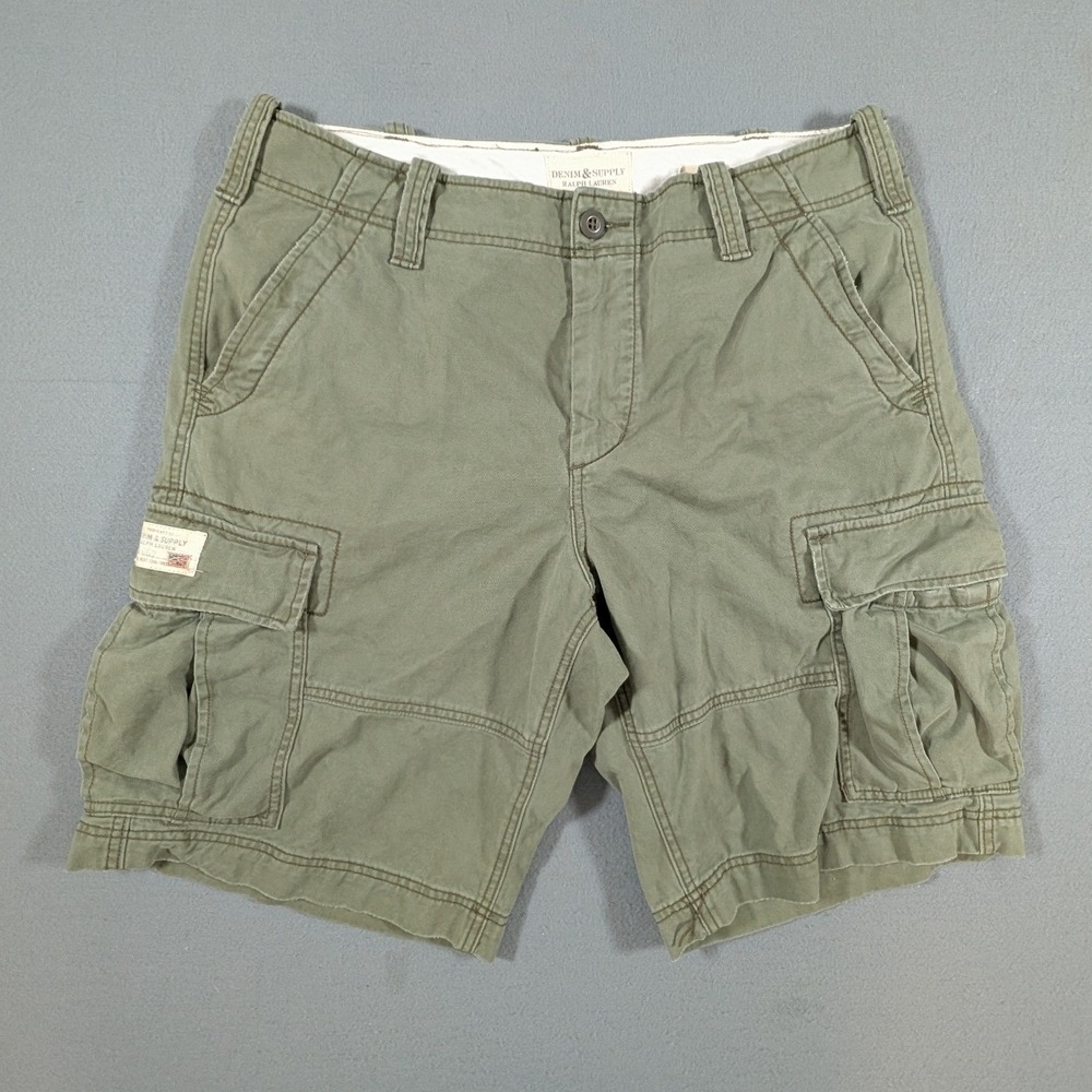 Denim & Supply Ralph Lauren Cargo Shorts Mens 36 Olive Green Twill Rugged